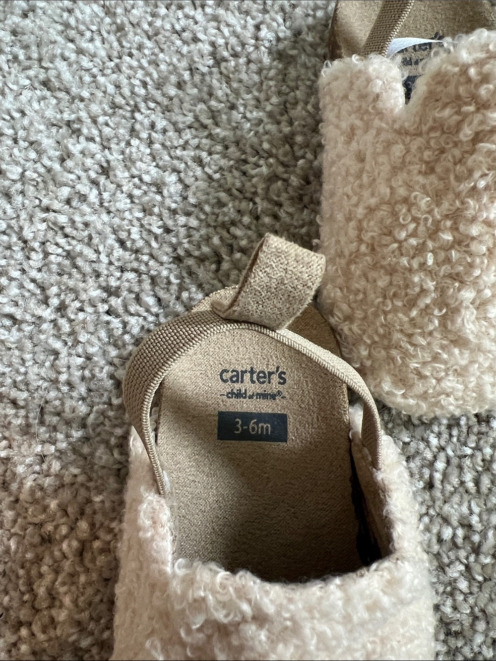 Carter's Beige Sherpa Baby Slip-On Shoes - Picture 2 of 4